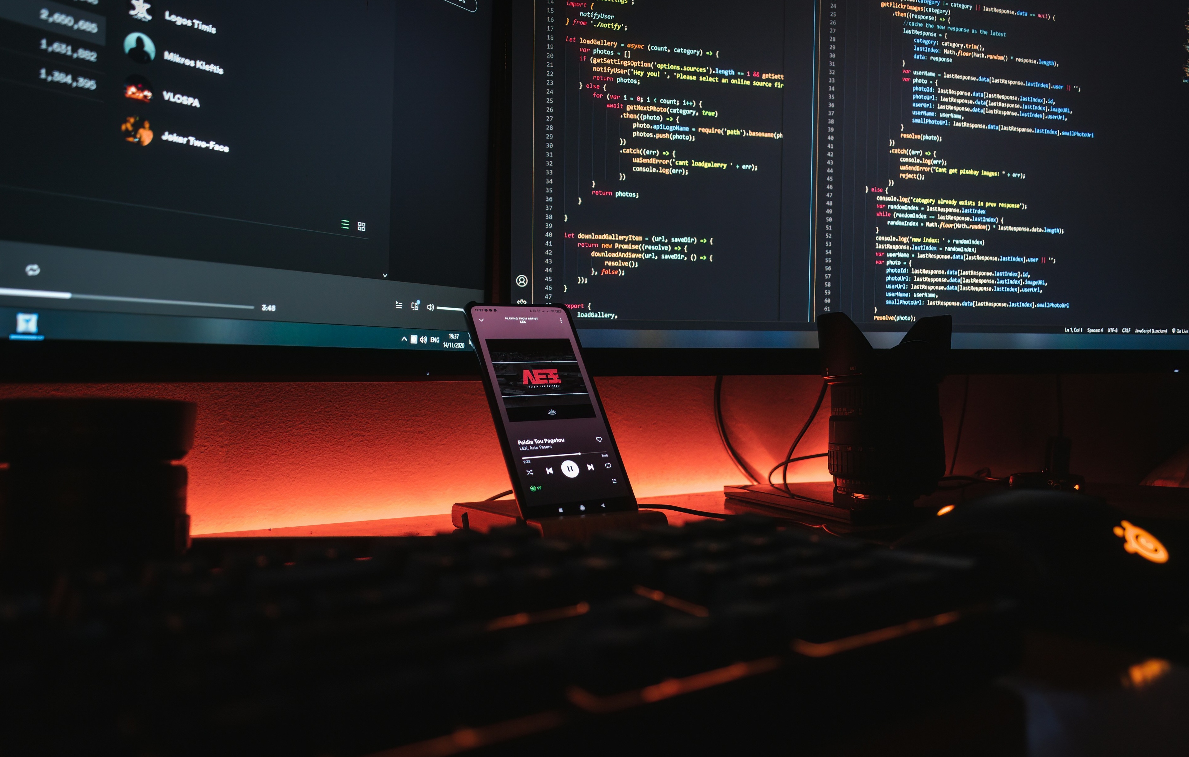 一张YouTube分析报告的截图,显示了频道订阅量和观看时长等关键数据指标的增长趋势